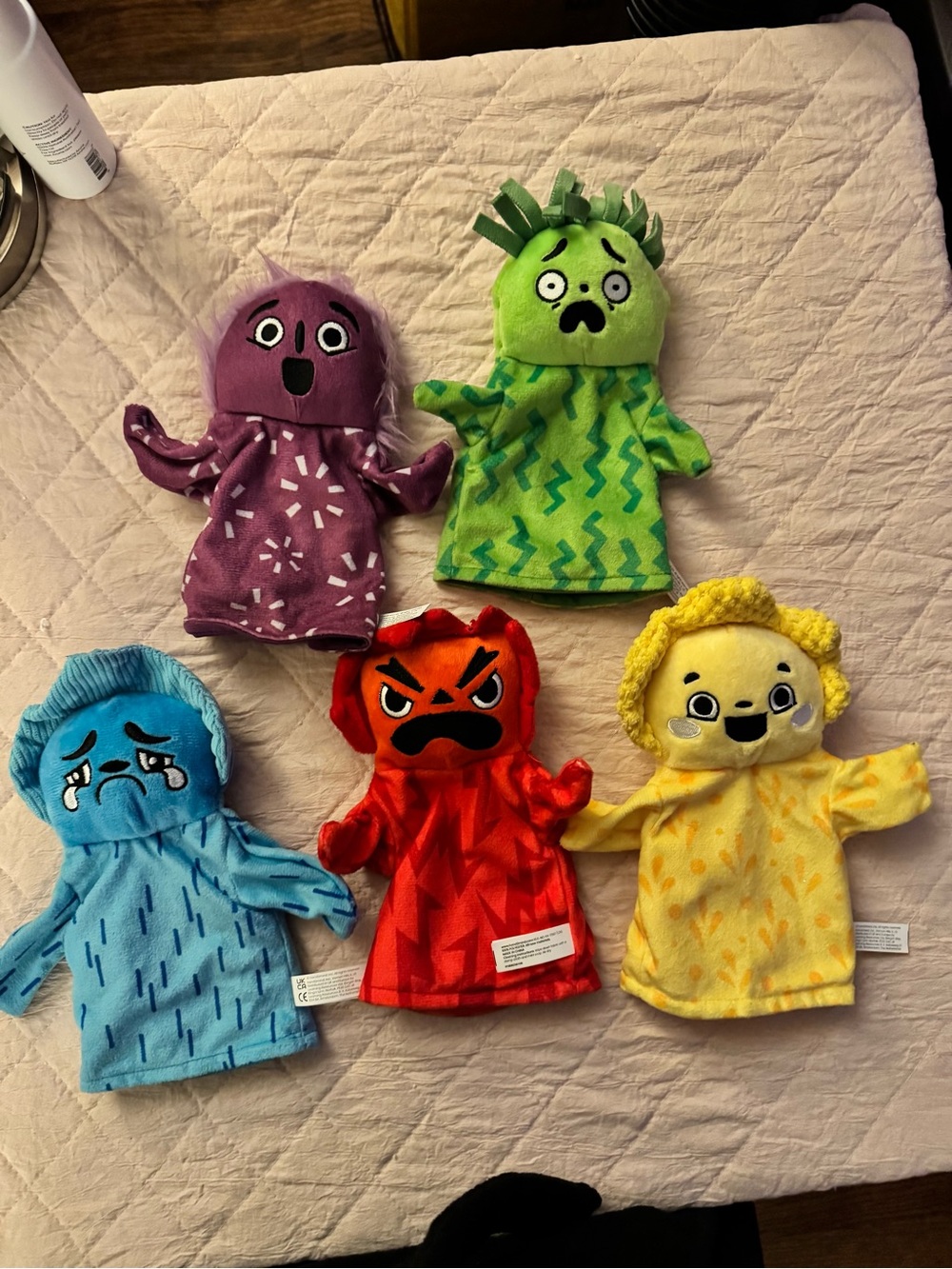 Emotion Puppet Playset - Colorful Plush Hand Puppets (5-Pack)